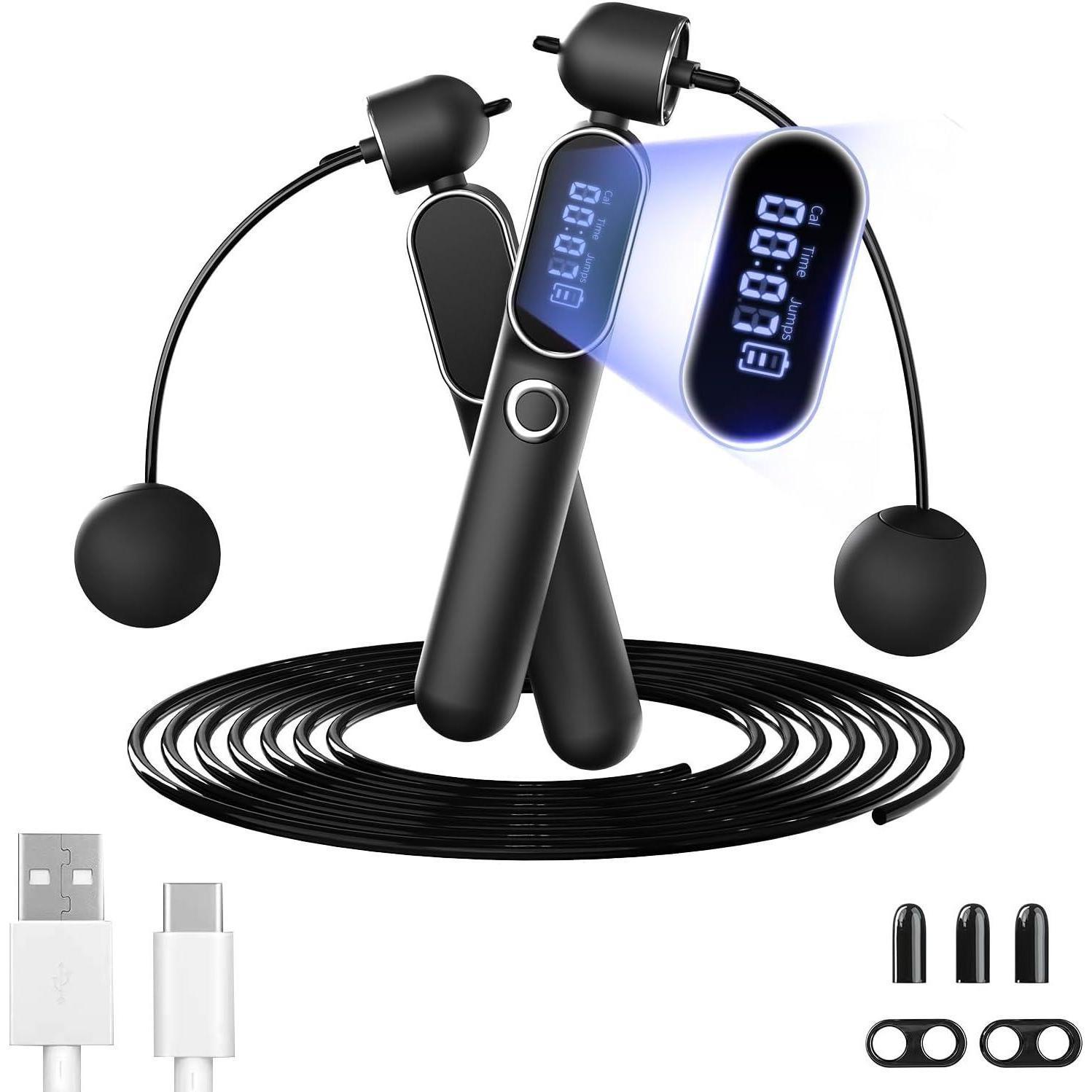 2 In 1 Adjustable Digital Intelligent Cordless Weighted Skipping Rope For Men And Women, Suitable For Children, Essential For Fitness, Boxing And Speed Training