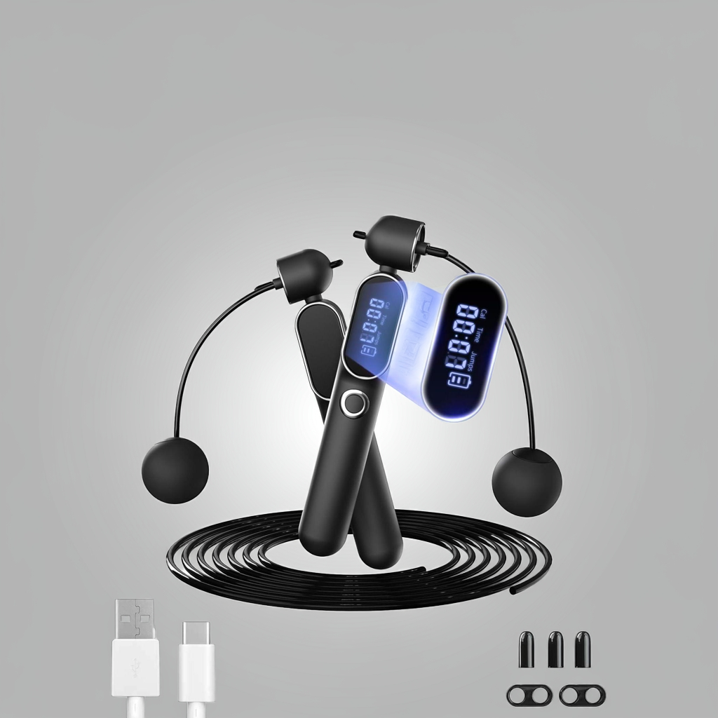 2 In 1 Adjustable Digital Intelligent Cordless Weighted Skipping Rope For Men And Women, Suitable For Children, Essential For Fitness, Boxing And Speed Training