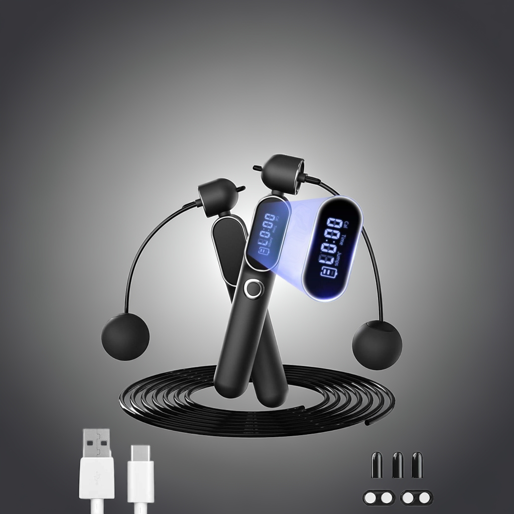2 In 1 Adjustable Digital Intelligent Cordless Weighted Skipping Rope For Men And Women, Suitable For Children, Essential For Fitness, Boxing And Speed Training