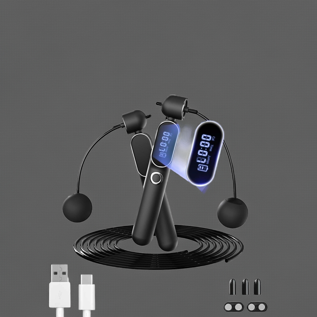 2 In 1 Adjustable Digital Intelligent Cordless Weighted Skipping Rope For Men And Women, Suitable For Children, Essential For Fitness, Boxing And Speed Training
