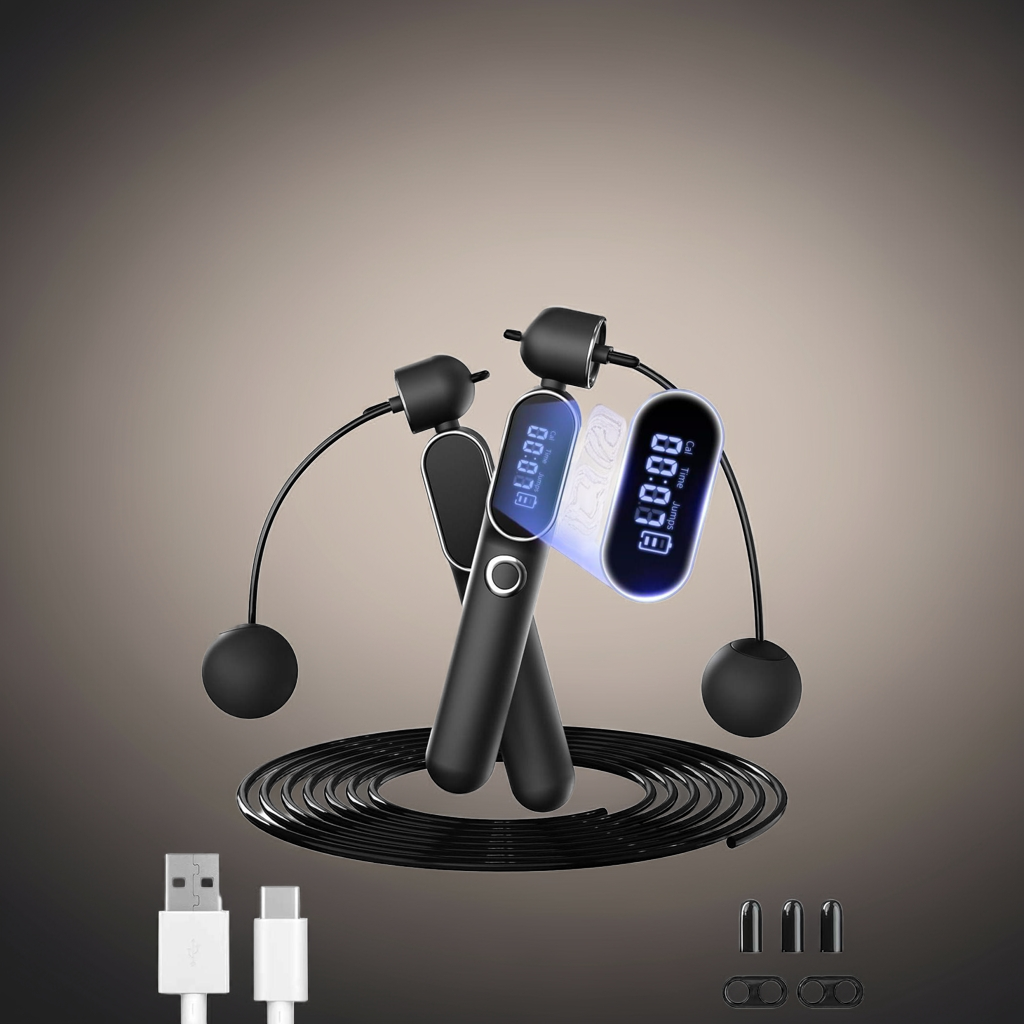 2 In 1 Adjustable Digital Intelligent Cordless Weighted Skipping Rope For Men And Women, Suitable For Children, Essential For Fitness, Boxing And Speed Training
