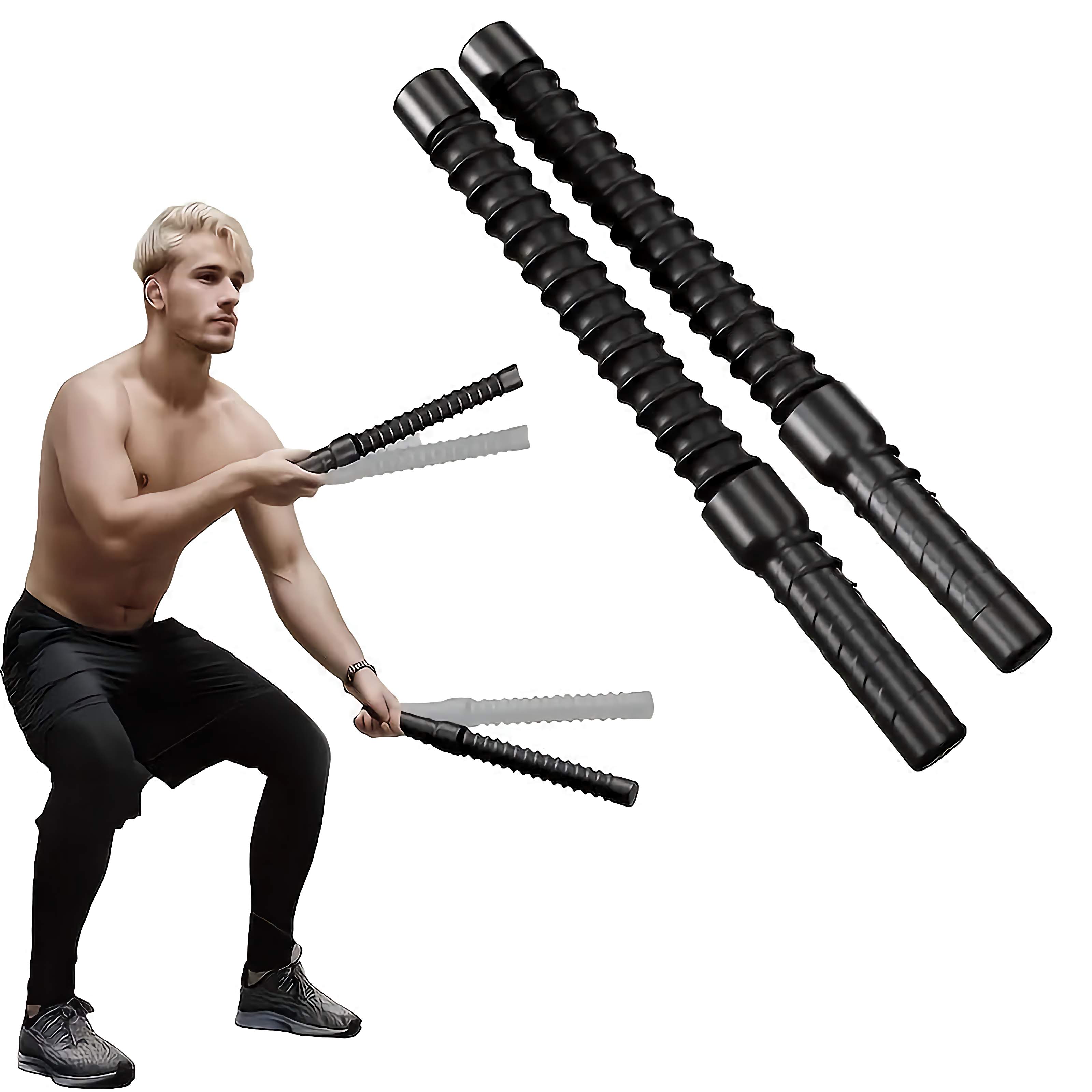 2pcs Stainless Steel Wireless Combat Training Stick - A Universal Strength And Muscle Exercise Fitness Tool With Strong Rebound Inertia, Suitable For Home Fitness